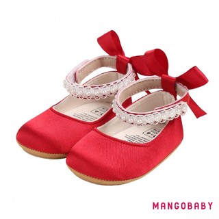 MG-Baby Girls Mary Jane Flats Ngọc Trai Dễ Thương Trẻ Sơ Sinh Giày Cưới Chống Trượt Sơ Sinh Cũi Giày