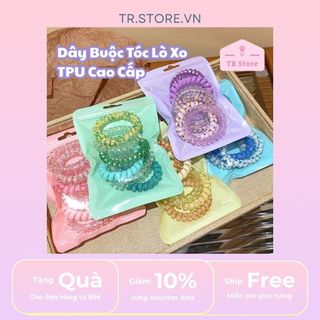 Dây Buộc Tóc Lò Xo TPU Cao Cấp, Độ Đàn Hồi Tốt, Bền, Họa Tiết Dễ Thương