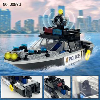 Tương thích với Lego Tianwei Marine Patrol Thuyền Du thuyền Vận chuyển Cảnh sát Minifigures Khối xây dựng lắp ráp Đồ chơi Boy 8.3 695I