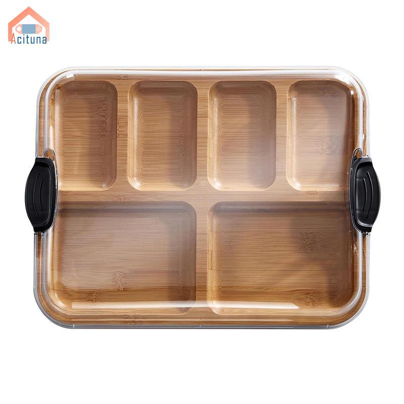 Khay Phục Vụ Tre Thớt Gỗ Charcuteries Ban Phô Mai Có Nắp Khóa Ăn Nhẹ Khay Trái Cây Đĩa Có Ngăn Di Động Thích Hợp