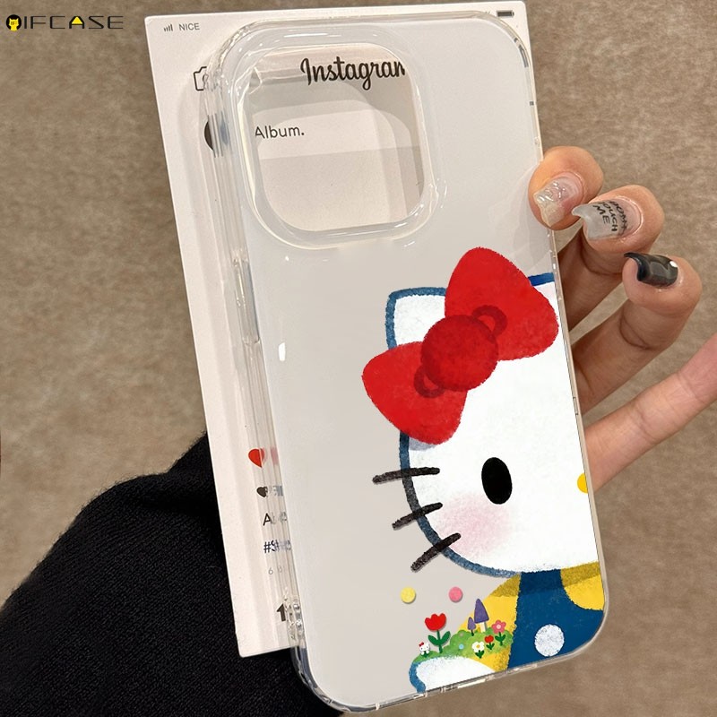Dành Cho Xiaomi 17 Pro Max 15T 15 14T 14 13T 13 12 12X 12S Mi 11 11X 11i Pro Ultra Lite 5G 4G Vỏ Điện Thoại Dễ Thương Sơn Hello Kitty Mèo Nơ Hoa Hoạt Hình Vỏ Trắng Đơn Giản