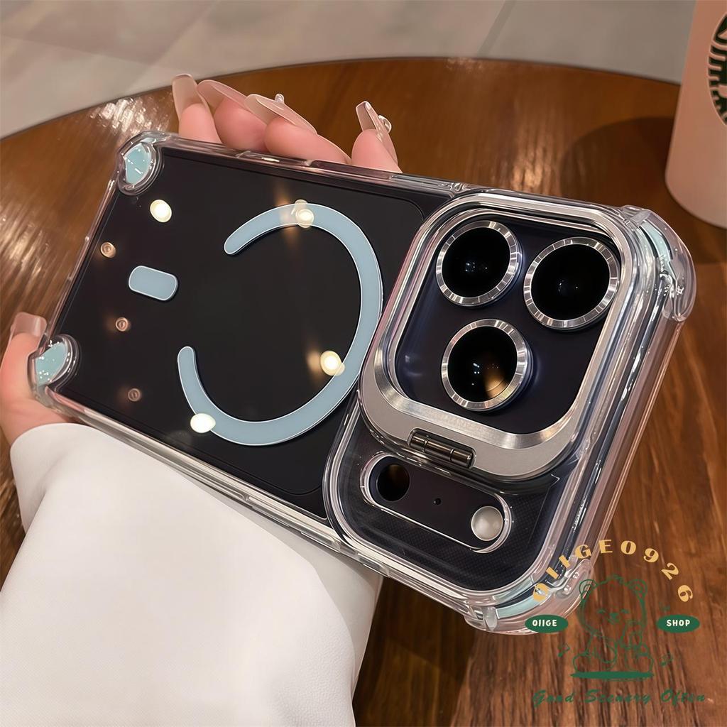 【 Ốp lưng IPhone17 】 Giá đỡ túi khí màu cam Vỏ điện thoại từ tính Iphone17 Pro Max 16 15 14 13 12 11 Vỏ cho vỏ IPhone Vỏ mềm silicon TPU chống sốc
