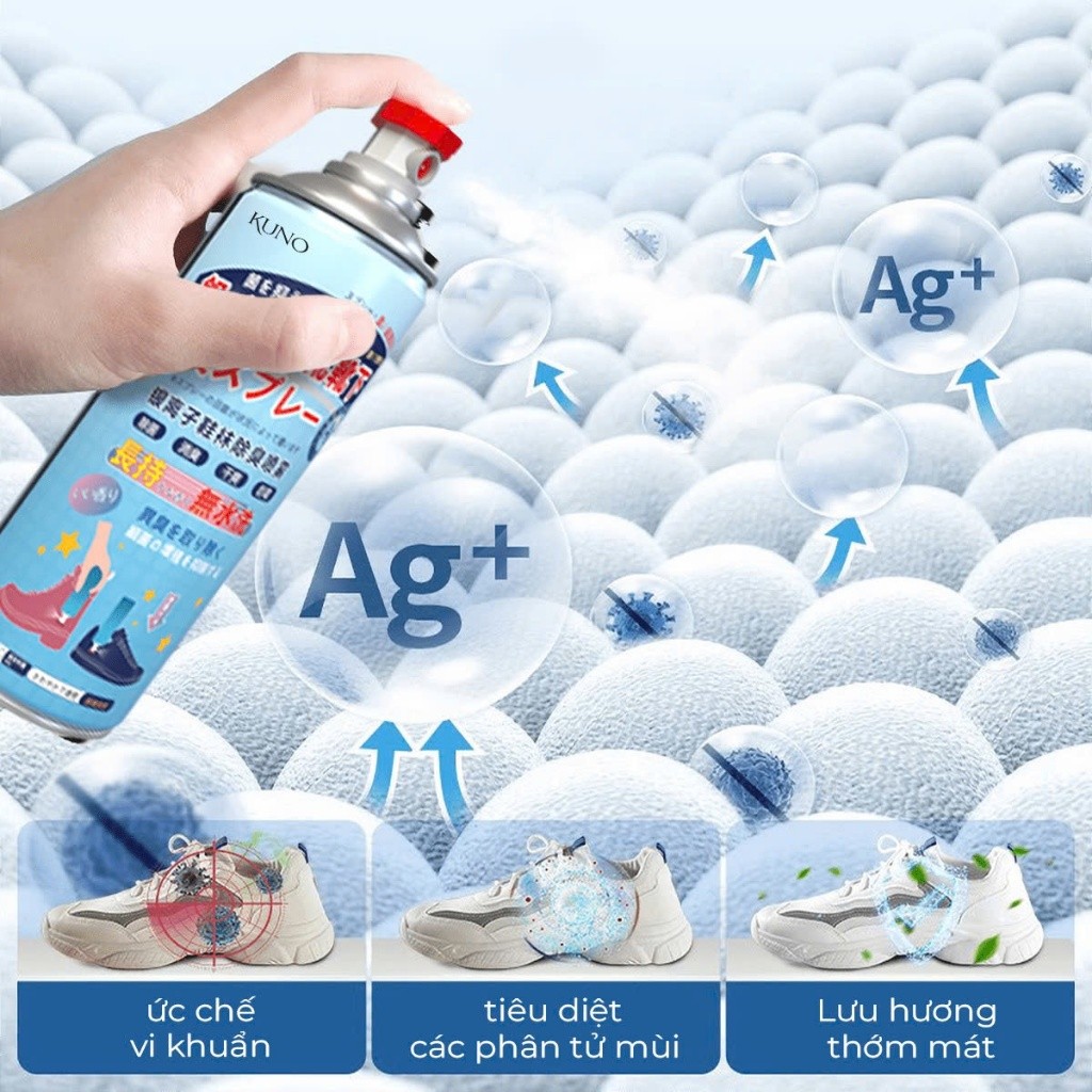 COMBO 5 Chai Xịt Khử Mùi Giày Dép NaNo Bạc, Xịt Khử Mùi Hôi Chân Nano 260ml