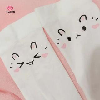 HWETR Paw Đùi Tất Trắng In Tất Dài JK Bông Tai Kẹp Biểu Hiện Trên Đầu Gối Đùi Vớ Cao Nhật Bản Cosplay Tất Mới