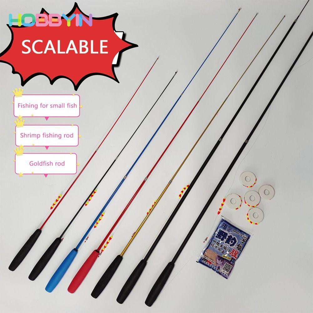 Bộ cần câu Hobbyin đa dạng kích thước từ 0.7 đến 2.1m, sử dụng sợi thủy tinh bền bỉ, phù hợp cho cả câu cá và du lịch.