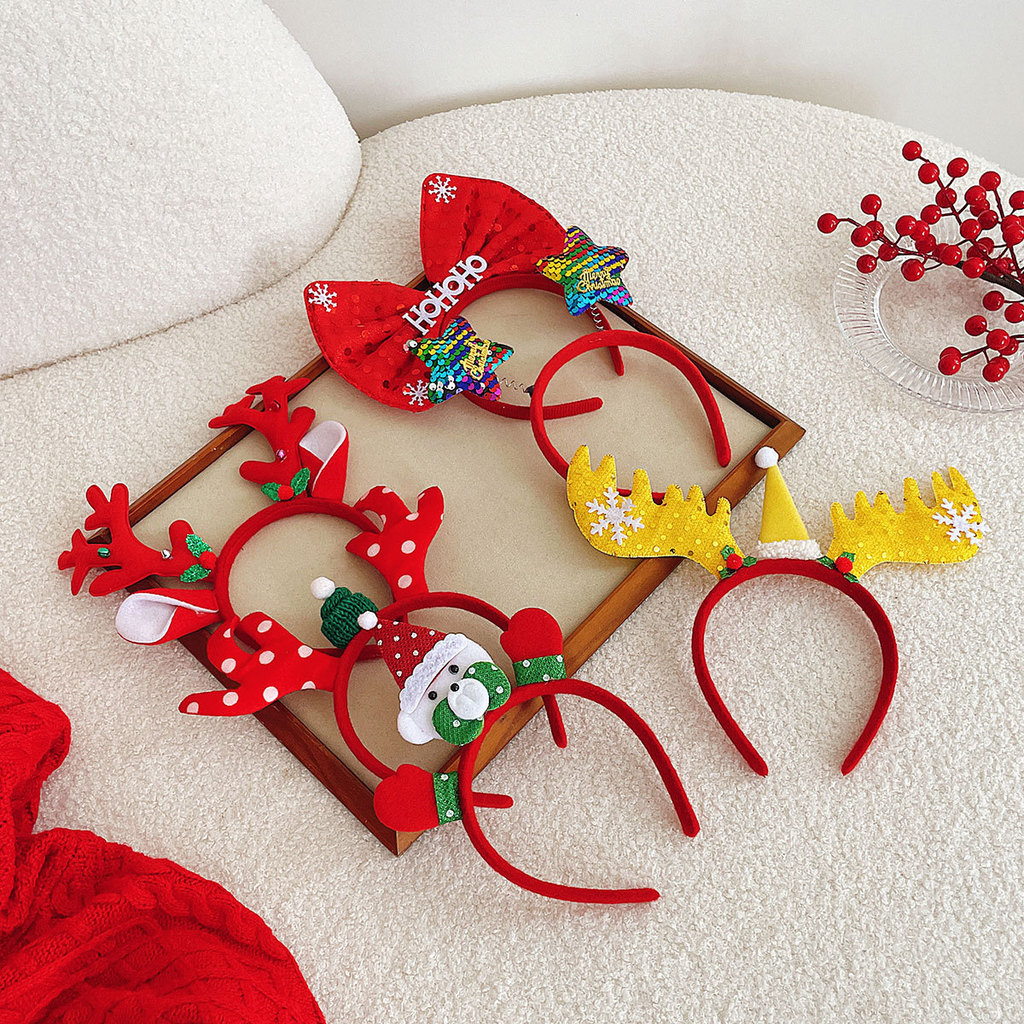 Phong Cách Mới Giáng Sinh Đầu Dạ Quang Giáng Sinh Phụ Kiện Tóc Trẻ Em Quà Tặng Giáng Sinh Ông Già Noel Gạc Đồ Chơi Đầu KI52