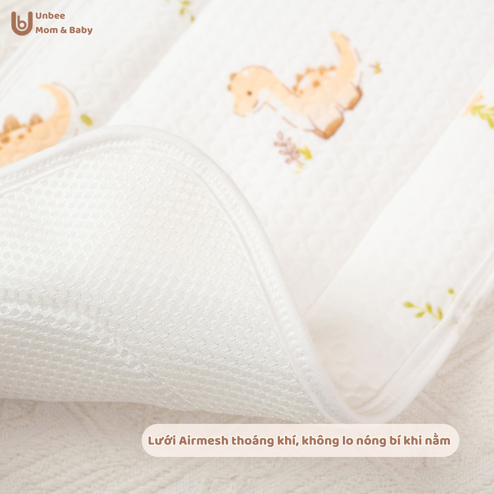 Gối nằm cho bé sơ sinh Unbee chất liệu Cotton Bamboo + Airmesh thoáng khí - Gối ngủ cho bé