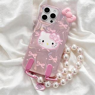 Ốp Lưng Mèo Hello Kitty Đáng Yêu Cho Honor 400 Smart X6C X8C 400 Lite X9C 200 Smart X9D X7D X7C X8B X8B X9B X9A 5G Trái Tim Ripple Bóng Hạt Dây Xích Cô Gái Flash Laser Vỏ Điện Thoại