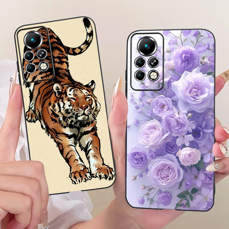 Infinix X698 Ốp Lưng Infinix Note 11S Vỏ Silicon Mèo Dễ Thương Thời Trang Bướm Ngộ nghĩnh Vỏ Mềm Sơn Thoáng Mát