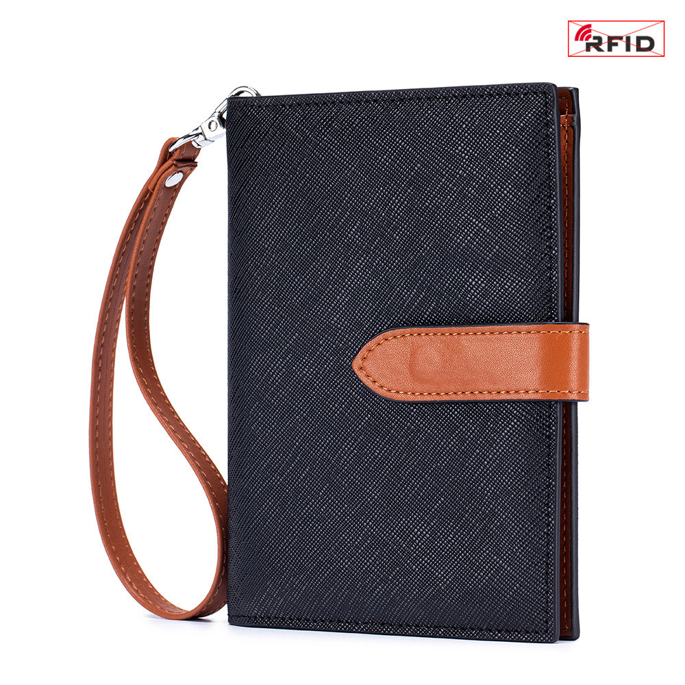 Giá đỡ hộ chiếu cổ tay bằng da thật mỏng nhẹ có chức năng bảo vệ RFID, Thích hợp để lưu trữ vé máy bay tài liệu
