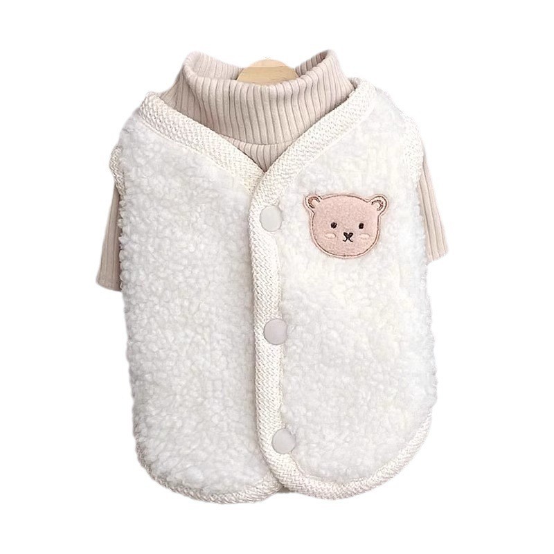【Ready Stock】 Japan and South Korea Cute Autumn and Winter Dog Bear Vest Vest Bottoming Shirt Two-Piece Cat Fluffy Jacket Pet Dog Clothes dJm1