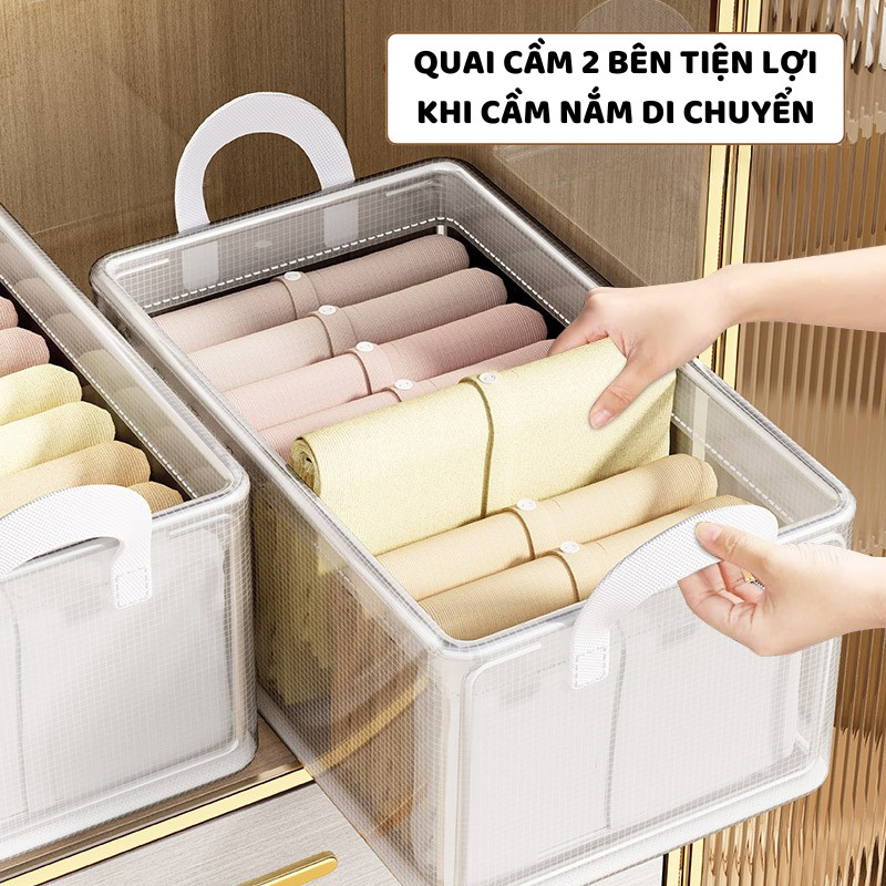 Hộp Đựng Quần Áo ENODA HOME Chất Liệu Vải PVC, Hộp Vải Có Khung Thép Lưu Trữ Quần Áo, Gấp Gọn, Có Quai Cầm HV049