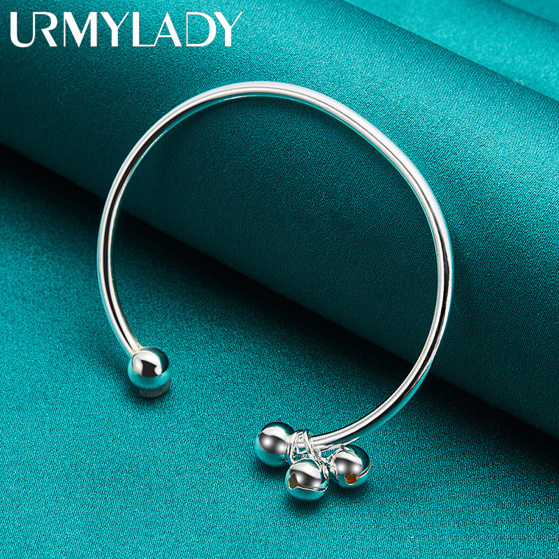 URMYLADY Đôi Chuông Nhỏ Lắc Tay Bạc 925, Thời Trang Cho Nữ