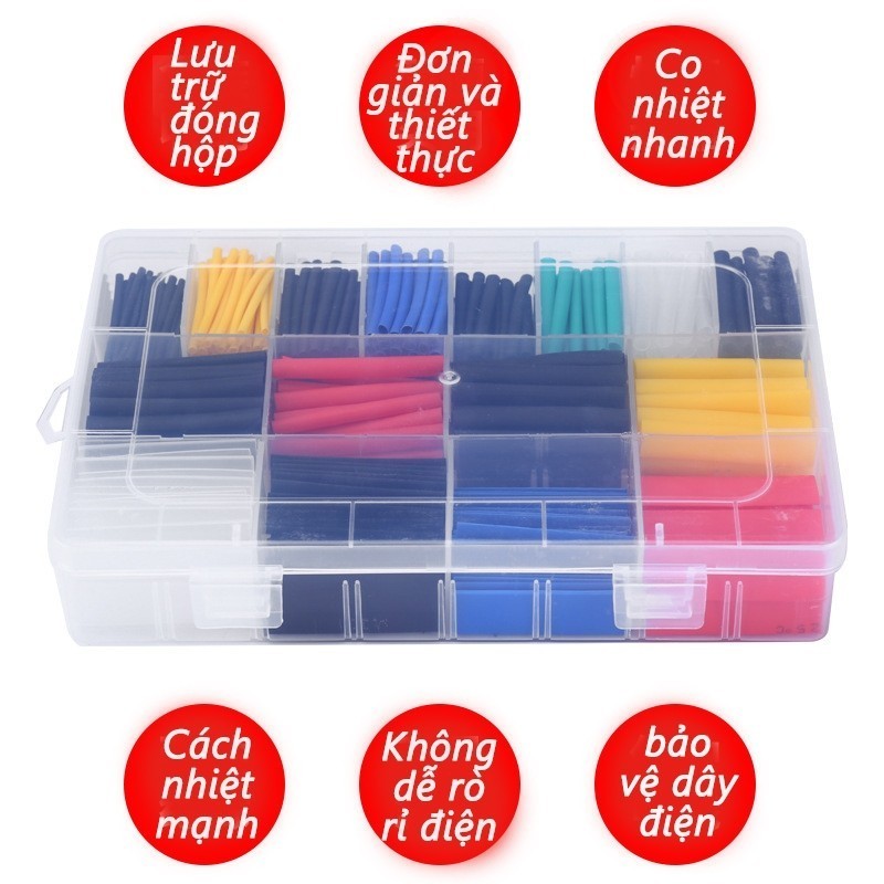 [24H] Bộ Dụng Cụ Ống Co Nhiệt Cách Điện – 164/560 Chiếc, Quấn Dây, Bọc Mối Hàn, Ống Cách Nhiệt Nhiều Kích Thước