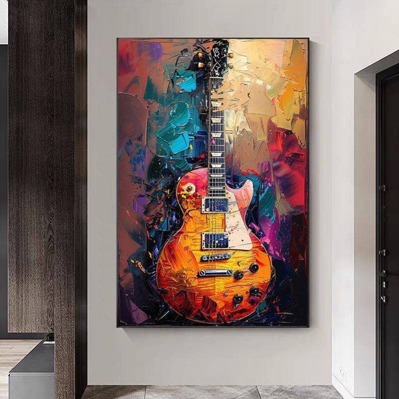 Tranh trang trí tường đàn guitar cá nhân và sáng tạo cho quán bar, nhà hàng âm nhạc, phòng chờ KTV, cửa hàng đàn guitar, lớp học và trang trí nhà cửa - tranh vải canvas