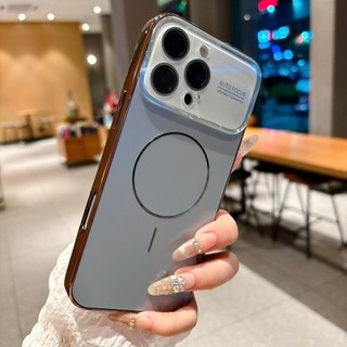 Thời Trang Pha Lê Mạ Cửa Sổ Lớn Camera Từ Tính Ốp Lưng Điện Thoại iPhone 17 16 15 14 13 12 11 Pro Max Cho Magsafe Charge Cover