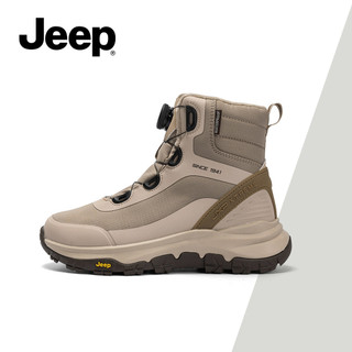 JEEP Snow Short Boots Nữ Plus Nhung Dày Ấm Áp Cao Đế Dày Ngoài Trời Chống Lạnh Chống Mài Mòn Chống Trơn Trượt Giày