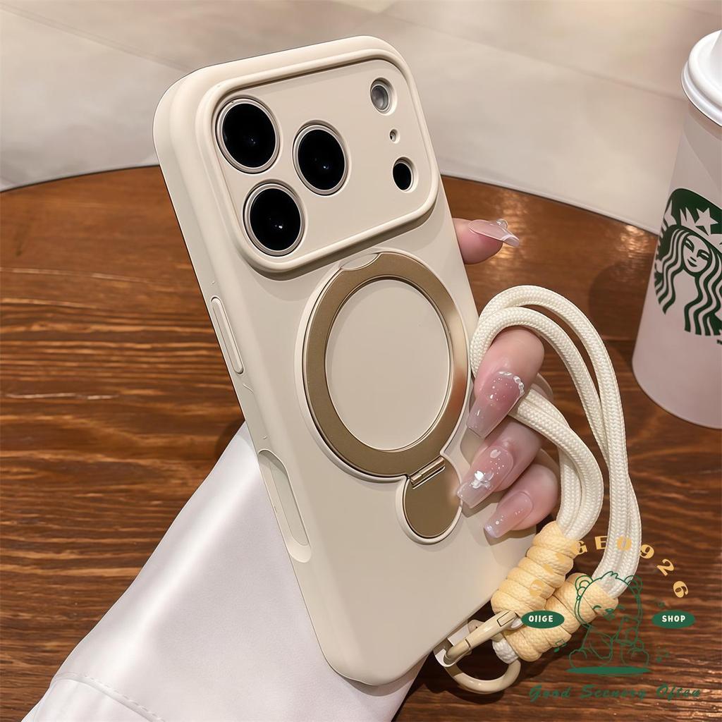 【 Ốp lưng iPhone17 】 Dây buộc màu Macaron Giá đỡ chất lỏng Vỏ điện thoại từ tính iphone17 Pro Max 16 15 14 13 cho vỏ iPhone Vỏ mềm silicon TPU chống sốc