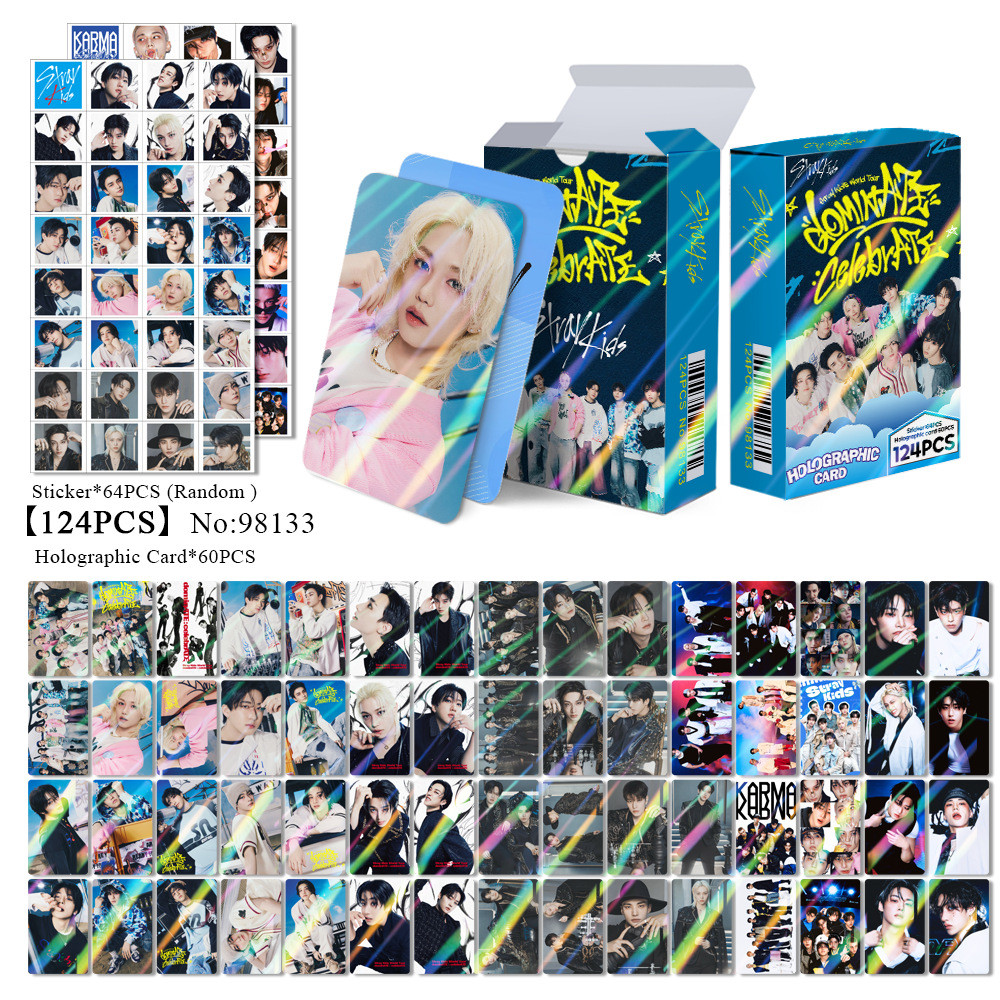 124 chiếc STRAY KIDS dominATE celebrATE Laser Hologram Lomo Cards 2026 Lời chào mùa giải Starlight Supper Club Photocards BANG CHAN HAN Bưu thiếp ba chiều YM