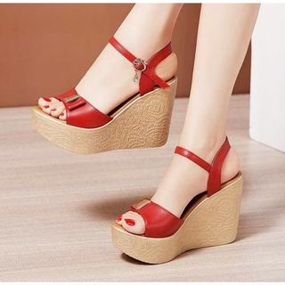 Giày Đế Xuồng Quai Nơ Phụ Kiện 10F Da Mềm Mang Êm, Giày Đế Cao 10 Phân 11NN