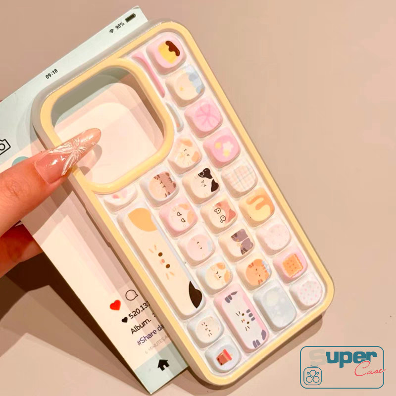 Ốp Lưng Tương Thích Cho IPhone 13 16 17 11 14 15 12 Pro Max XR 15 14 6 7 8 6s 16 Plus X XS Max Air SE Hoạt Hình Thời Trang Dễ Thương Linabell Hello Kitty Vỏ Bàn Phím 3D