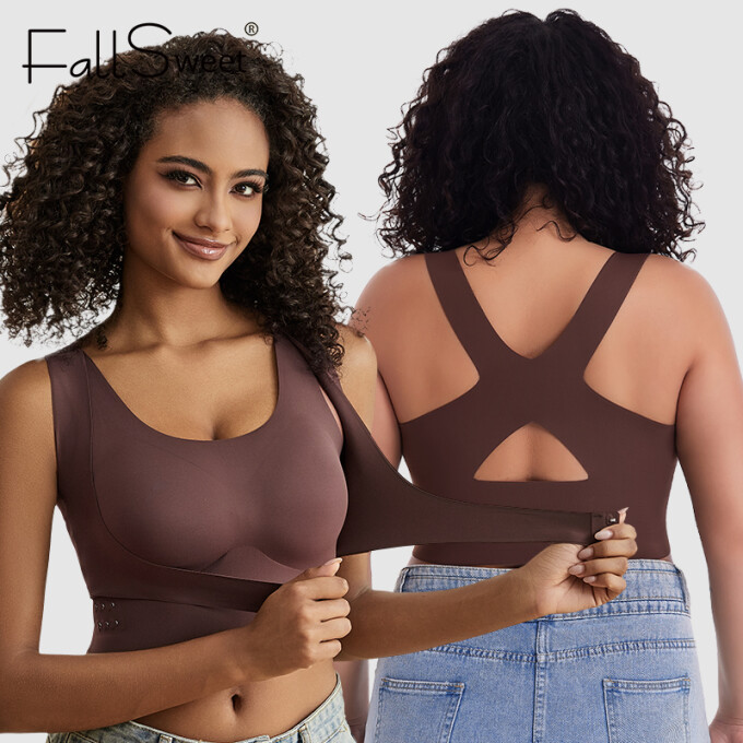 FallSweet Plus Size - Áo Ngực Thể Thao Không Dây, Chống Chảy Xệ, Thiết Kế Tiện Lợi Cho Tư Thế Thoải Mái