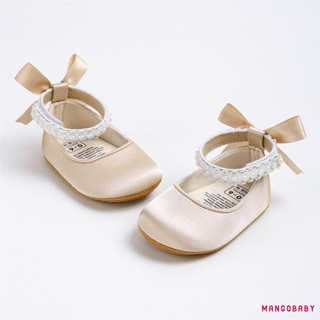 MG-Baby Girls Mary Jane Flats Ngọc Trai Dễ Thương Trẻ Sơ Sinh Giày Cưới Chống Trượt Sơ Sinh Cũi Giày
