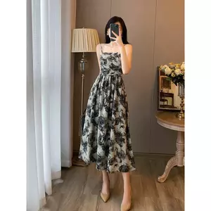 đầm đen sang chảnh tiểu thư dáng công chúa bigsize dài đi biển đầm dạo phố hoa nhí thiết kế cao cấp