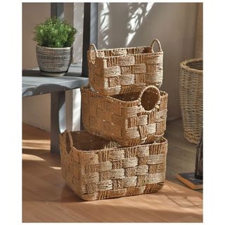 Tự Nhiên Phong Cách Retro Dây Giấy Dệt Giỏ Chứa Đồ Thích Hợp Cho Gia Đình Phòng Khách Phòng Ngủ Ngoài Trời Bàn Cà Phê Để Bàn Lưu Trữ Giỏ Chứa Đồ