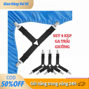 【24H】Bộ Kẹp Giữ Drap 4 Cái – Dây Co Giãn Chống Tuột Nệm, Giữ Ga Giường Phẳng Lì