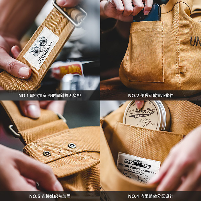Dụng cụ Mỹ Retro Dung Tích Lớn Messenger Newsboy Túi Chữ Canvas Đầu Máy Tính Tote Túi Nam