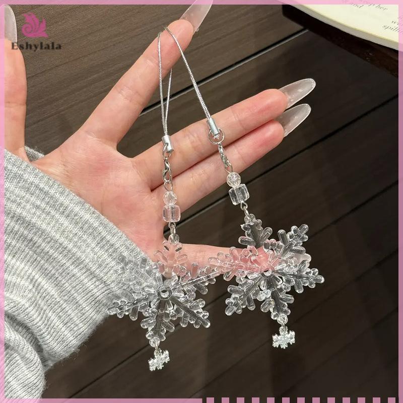 Trong Suốt Bông Tuyết Cây Giáng Sinh Móc Khóa Lá Dễ Thương Chuông Gió Mặt Dây Chuyền Điện Thoại Di Động Dây Túi Trang Trí Quà Tặng [MỚI]
