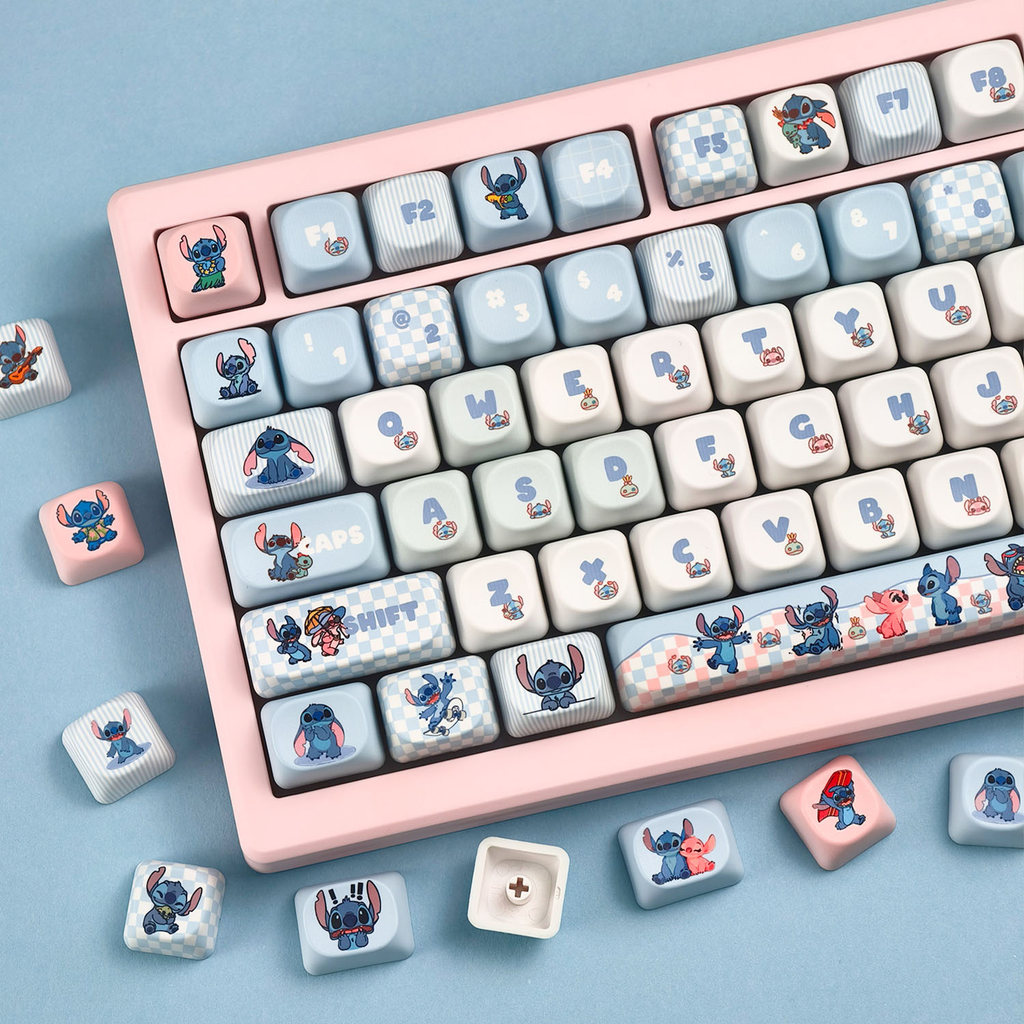 Lilo & Stitch Keycaps 130 Phím MOA Profile PBT Dye Thăng Hoa Aula F75 ...