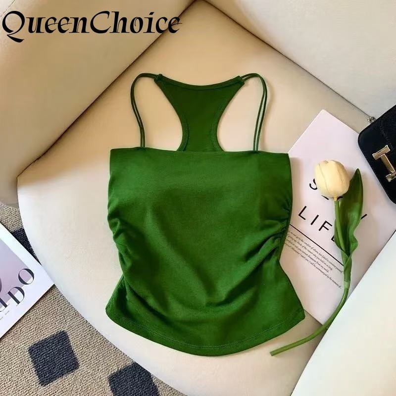 Blouse Sleeveless Nữ màu xanh lá cây, crop top gợi cảm và tank top thể thao