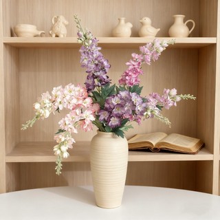 Hoa Phi Yến Giả Larkspur Silk Flowers Long Stem Decor Home Room Premium Realistic Faux Delphinium Hyacinth Gladiolus Bouquet Wedding Party Photography Props Nordic Style Vintage Aesthetic Vase Filler Tall Branch Purple Pink White Blue Office Arrangement