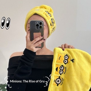 Little Yellow Man Giá Trị Cao Bé Gái Mũ Tóc Khô Hoạt Hình Ngoại Vi Dễ Thương Thêu Khăn Trùm Đầu