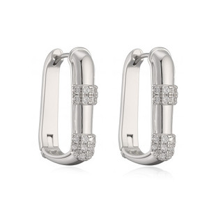 Bông tai nữ phong cách quốc tế, mạ đồng vàng 18K với đá zircon hình học độc đáo