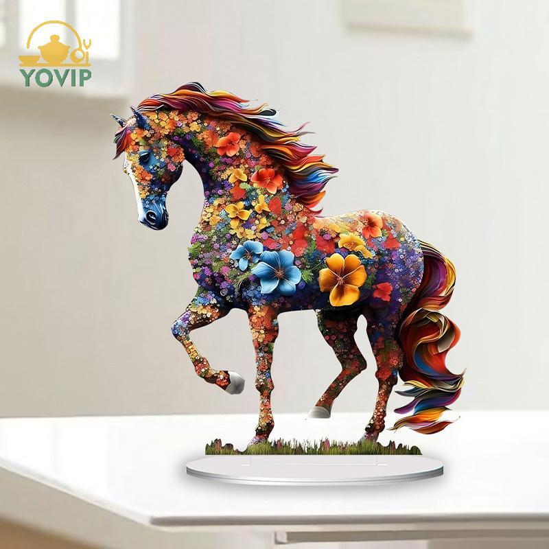 YOVIP Thiết kế sáng tạo Ngựa nghệ thuật đầy màu sắc Trang trí máy tính để bàn tại nhà Trang trí VN