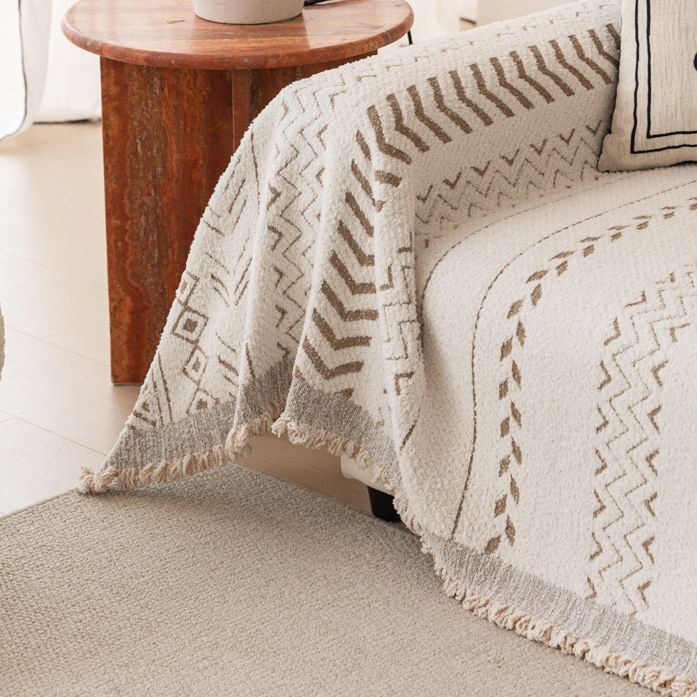 Chăn sofa chống trượt hình học hiện đại mới, Sofa trang trí phòng khách Safa có tua rua. Dành cho ghế Sofa cắt hình chữ L / u, ghế tình yêu, Futon