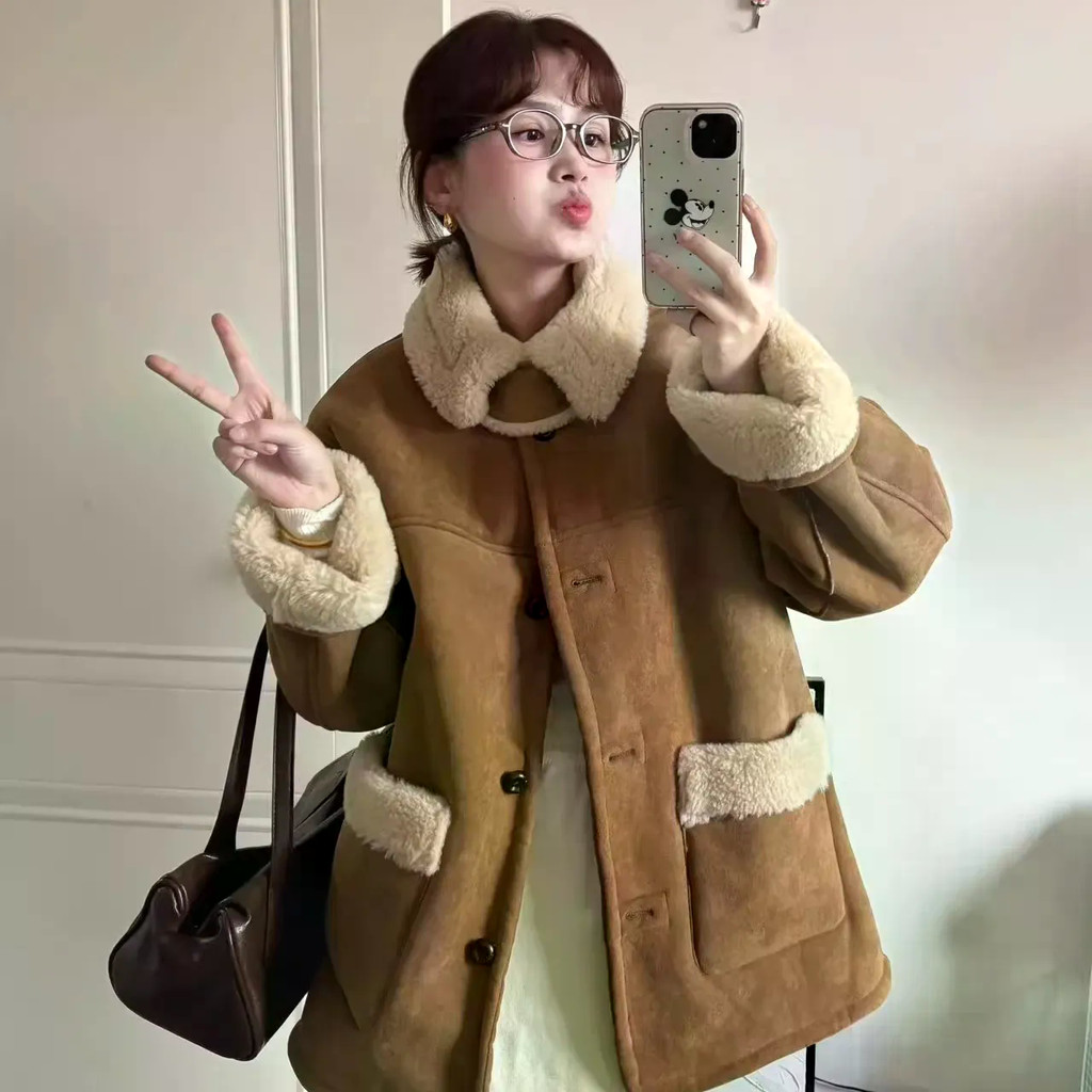Áo khoác mùa đông nữ Maill Fur Mới dáng rộng dày