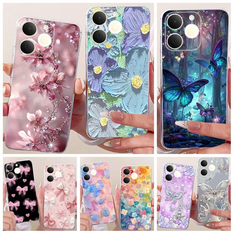 Thời Trang Mới Sang Trọng Hoa Bướm Ốp lưng Realme Note 70 70T Narzo 80 Lite C71 RMX5313 Vỏ Silicon Mềm Trong Suốt Ốp Lưng