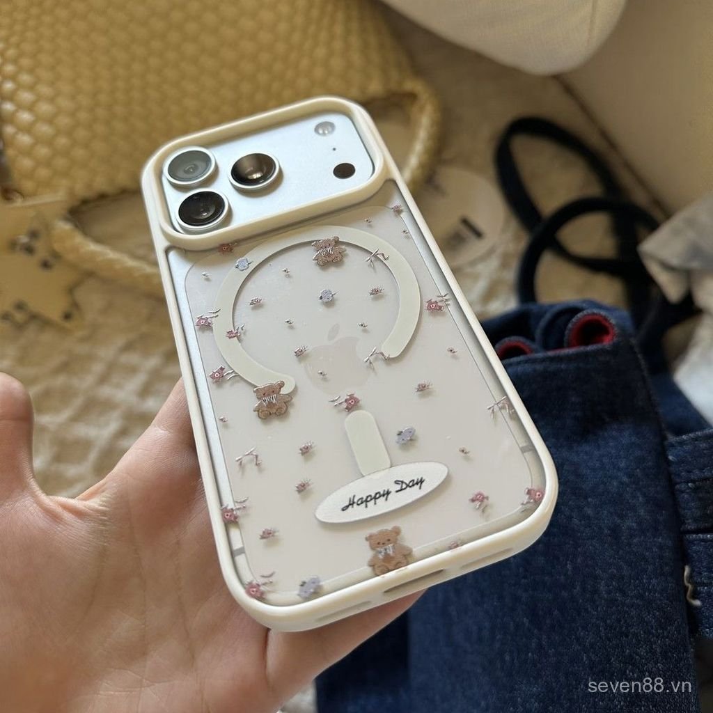 Ốp Điện Thoại Thích Hợp Cho iPhone 7 8 X XS XR XSMAX 11 12 13 14 15 16 17 Pro max Plus Air Bow Bear Vỏ Bảo Vệ Chống Sốc Từ Tính Bao Gồm Tất Cả OEPJ