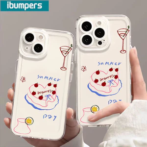 Ốp Điện Thoại Ibumpers Dễ Thương Mùa Hè Vẽ Tay Họa Tiết Trong Suốt Mềm Cao Cấp Chống Sốc Cho iPhone 11 12 13 14 15 16 17 Pro Max IP 7 8 Plus Iphon X XS XR Xs Max