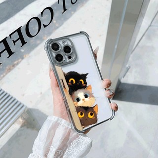 Ốp Điện Thoại Mèo Màu Vui Nhộn Cho OPPO Reno 14 13 12 11 10 Pro 14F 13F 12F 11F 5G Vỏ Trong Suốt Chống Rơi