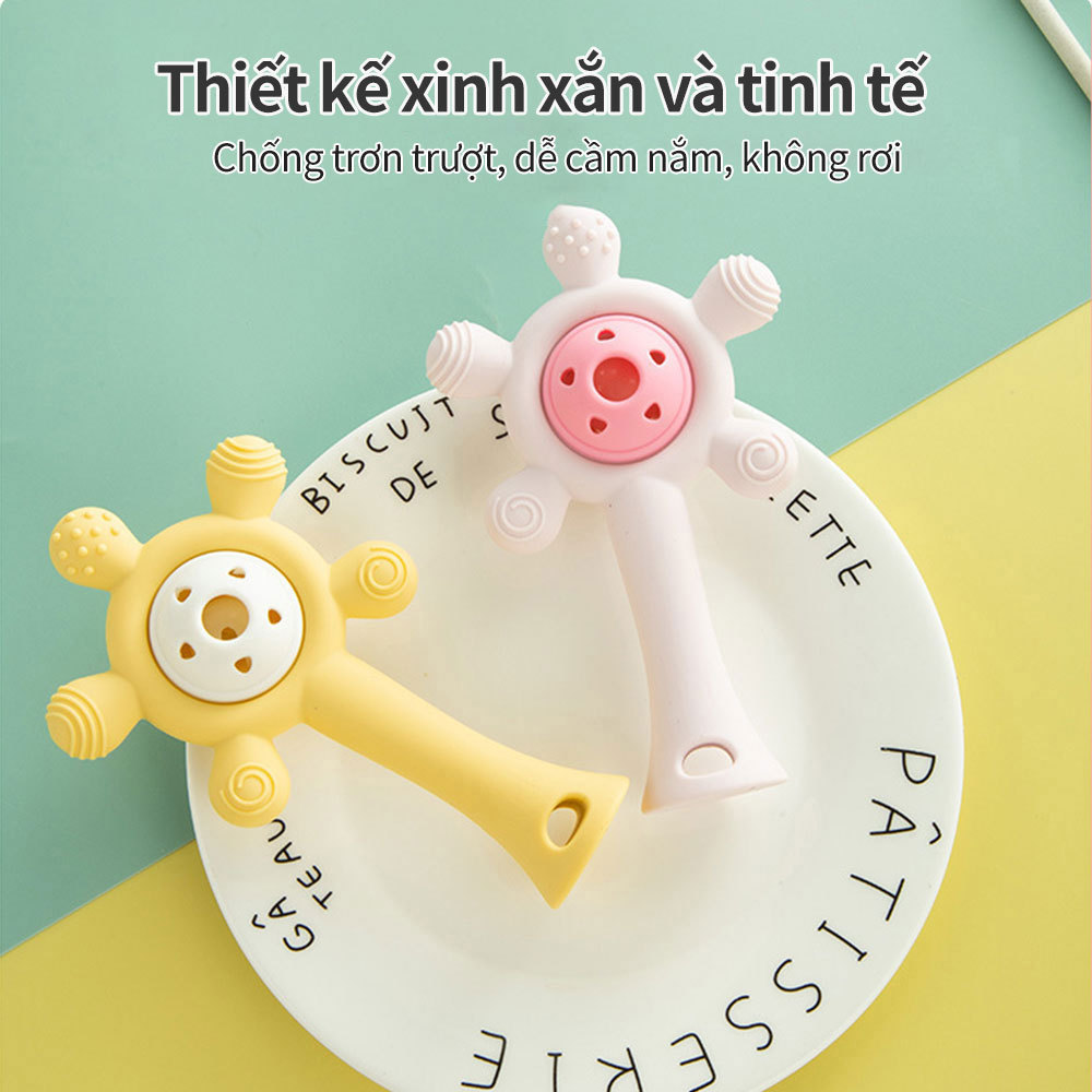 Baby Rattle and Teether Set BPA Free Silicone Sensory Teething Toy for 6M