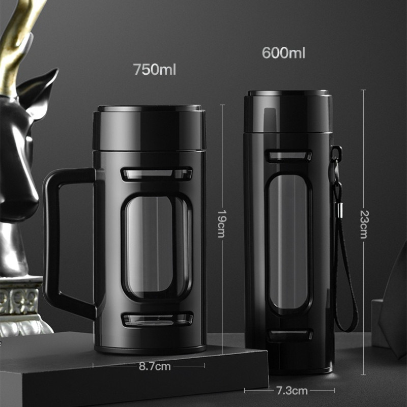 Cốc Chai Thủy Tinh 800ml Có Dây Lọc Hộp Nhựa Cốc Thủy Tinh Chai Nước Cách Nhiệt Hai Lớp Cốc Nước Di Động Chịu Nhiệt Bong Bóng Trà Cốc nfuser Nước Thủy Tinh Trà Chai