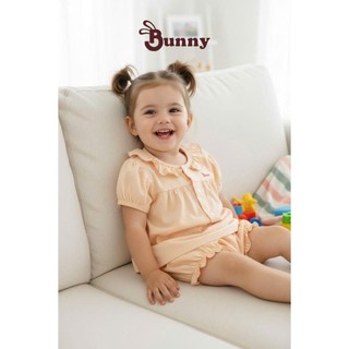 Bộ bánh bèo tay phồng bé gái dễ thương Bunnybaby chất thun lạnh ice cool mềm mát mịn cho bé 4-15kg