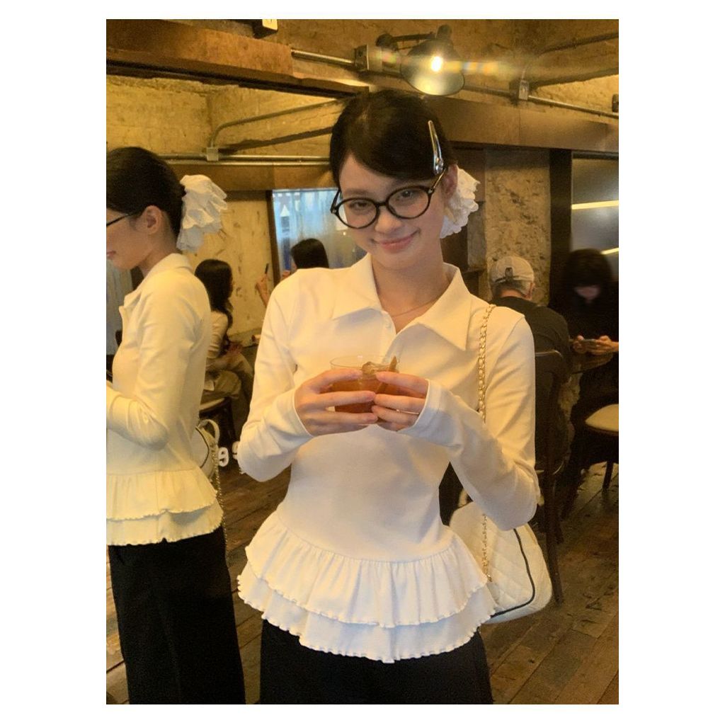 Milyfashion Áo Thun Cổ Polo Trắng Thiết Kế Slim-Fit, Tay Dài, Phù Hợp Mùa Thu Đông