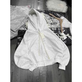 Sét bộ đồ nỉ 2da, quần ống rộng xám tiêu trơn+mix áo khoác trơn nỉ 2da khoá kéo có mũ-thuba94
