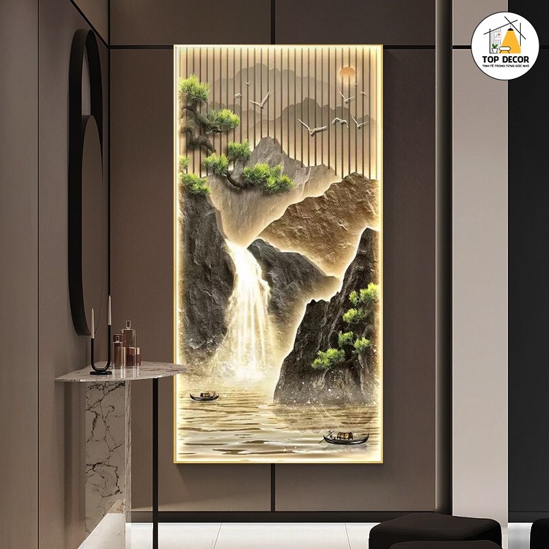 Tranh Cắm Hoa Có Đèn Led Gỗ Sần [ Có kèm Lọ ] Mới Nhất 2026,Tranh Trang Trí Phòng Khách,Phòng Ngủ,Spa